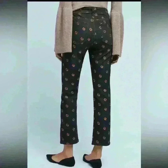 Anthropologie Pilcro Slim Straight Black Jeans with Floral Embroidery - Picture 11 of 11